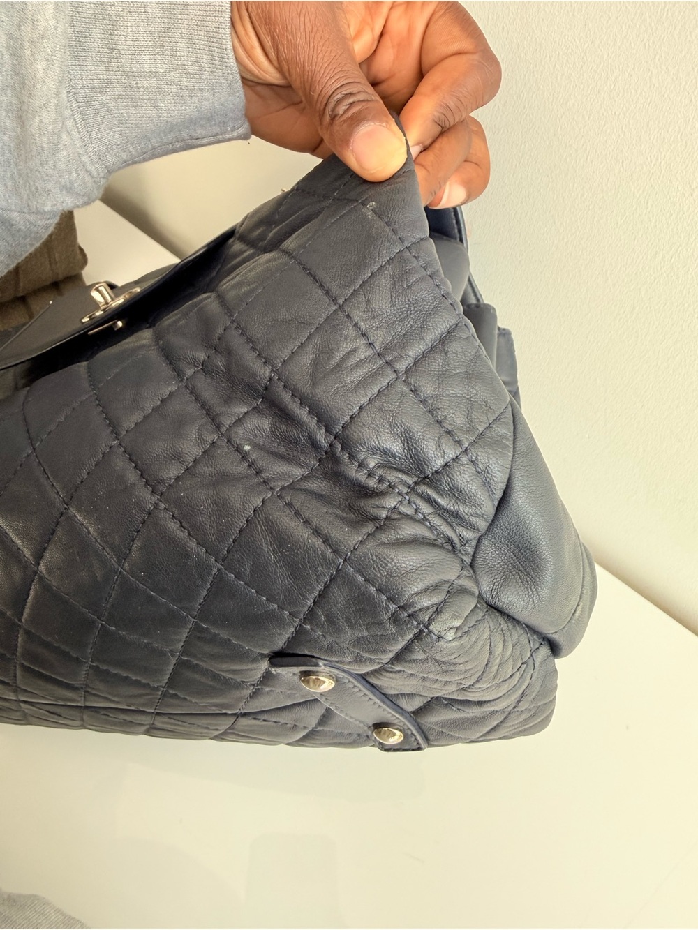 Chanel Quilted x3 Accordion Blue Lambskin Tote - Picture 17 of 17
